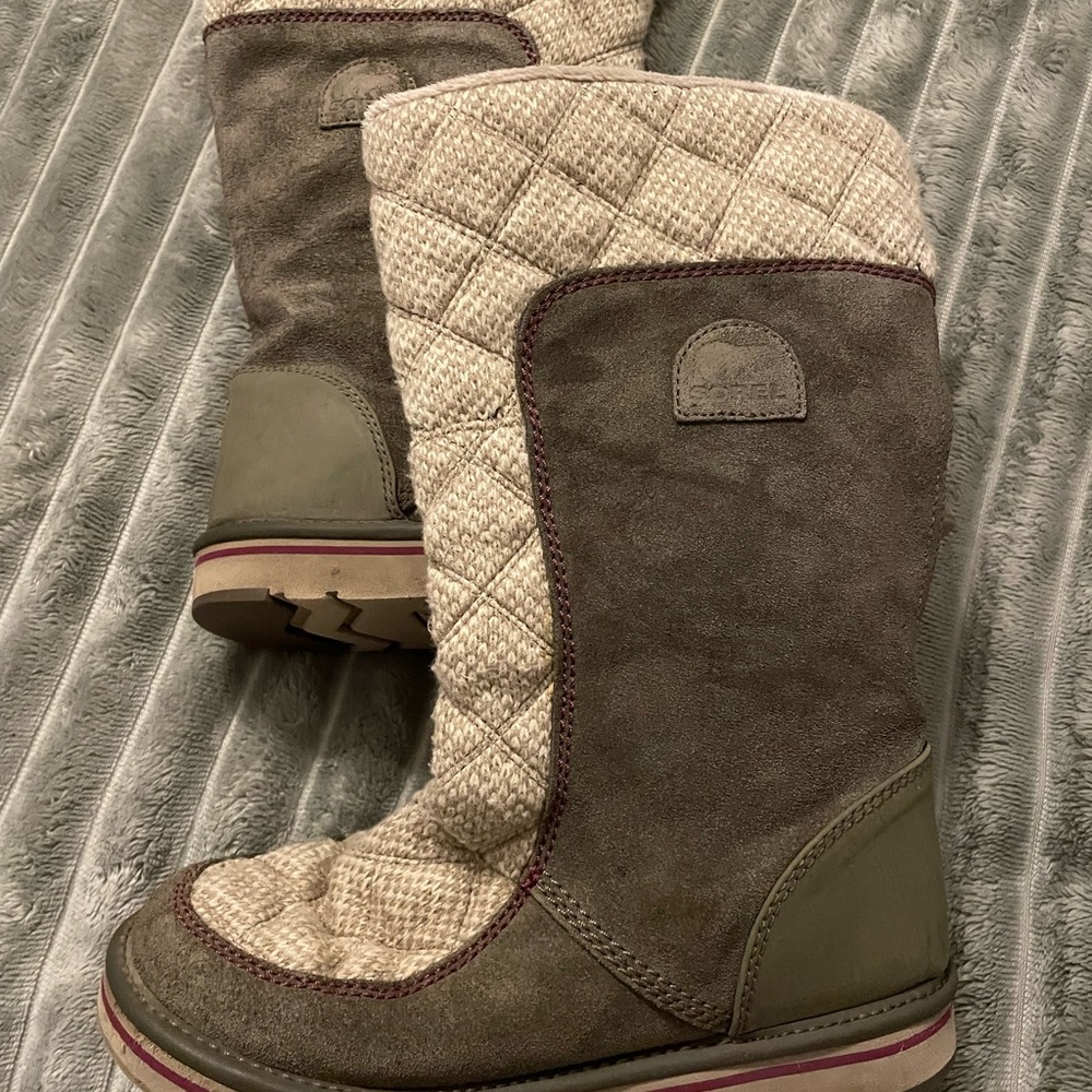 Sorel Campus Quilted Brown and Tan Mid Calf Boots